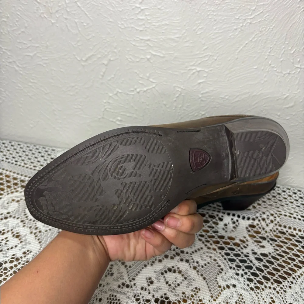Ariat Brown Leather Embroidered Clogs - Picture 7 of 7